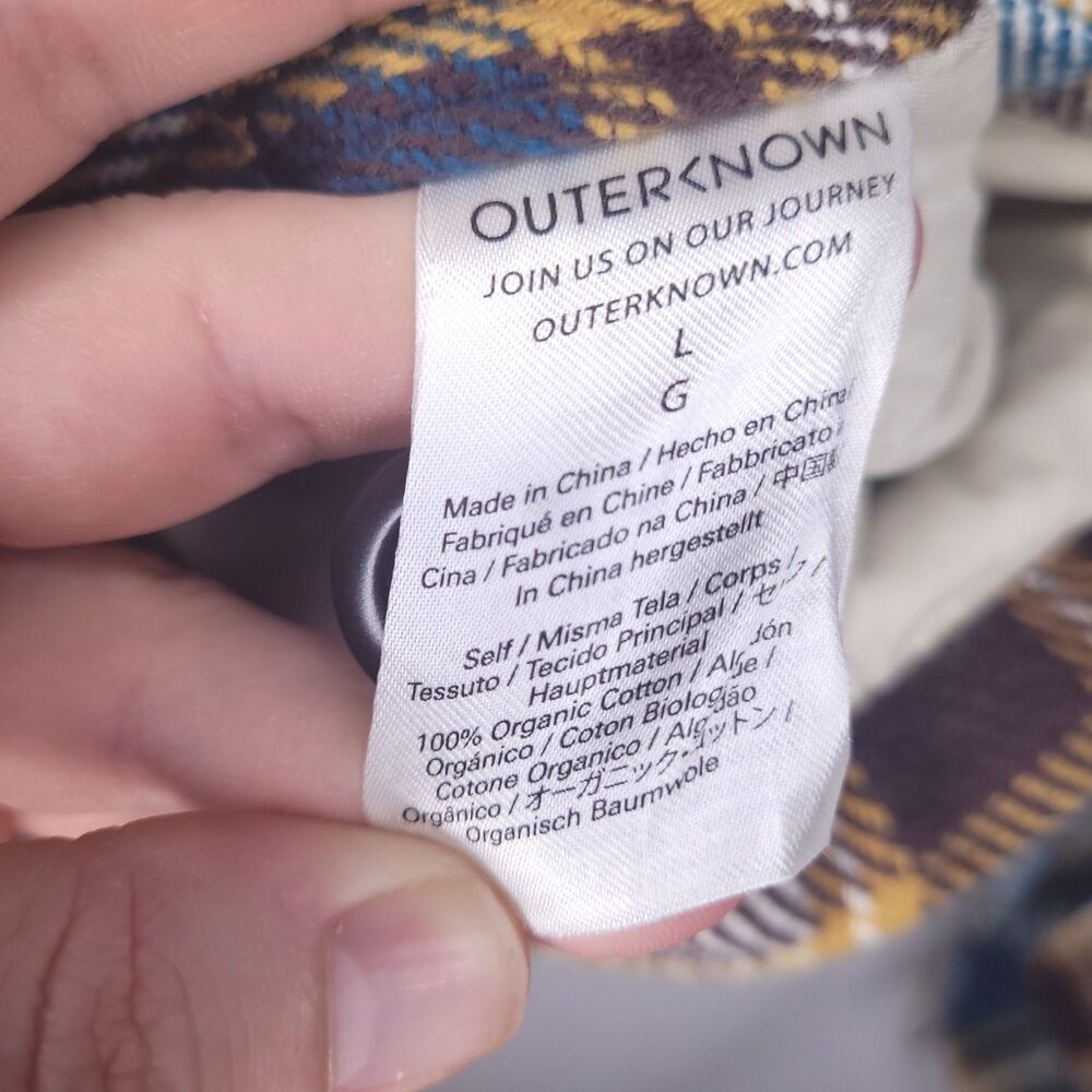Outerknown Blanket Shirt Mens Large Plaid Green, Burgundy Heavyweight Organic - Picture 11 of 12